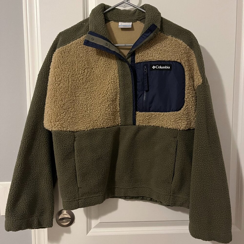 Columbia Olive and Tan Fleece Pullover